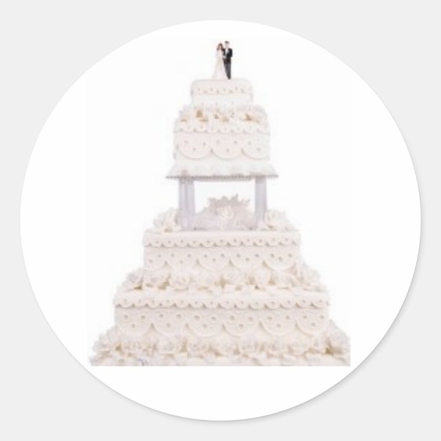 Elegant White Wedding Cake Stickers (Front)