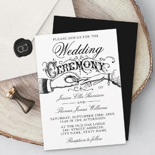 Elegant White Wedding Ceremony Invitations