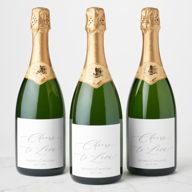 Elegant White Wedding Champagne Bottle Label (Bottles)