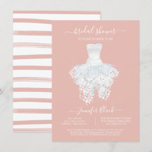 Elegant White Wedding dress bridal shower Invitati Invitation