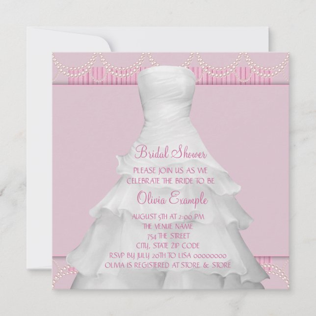 Elegant White Wedding Dress Bridal Shower Invitation (Front)