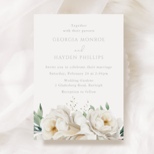 Elegant White Wedding Flowers Wedding Invitation