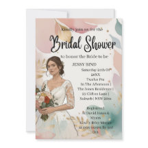 Elegant White Wedding Gown Bridal Shower Invite