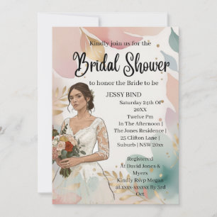 Elegant White Wedding Gown Bridal Shower Invite