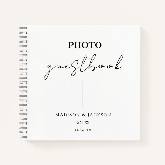 Elegant White Wedding Guestbook Notebook (Front)