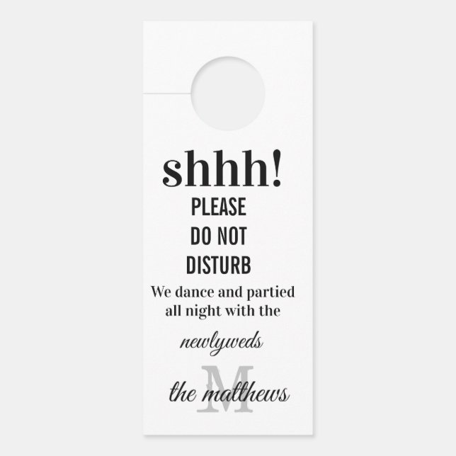 Elegant White Wedding Hotel Do Not Disturb  Door Hanger (Front)