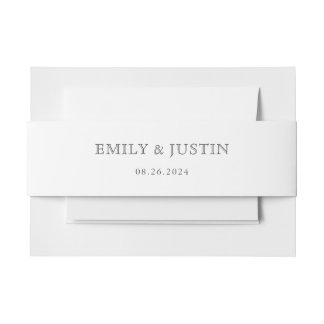 Elegant White Wedding Invitation Belly Band