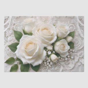 Elegant White Wedding Lace And Roses,  Tissue Paper