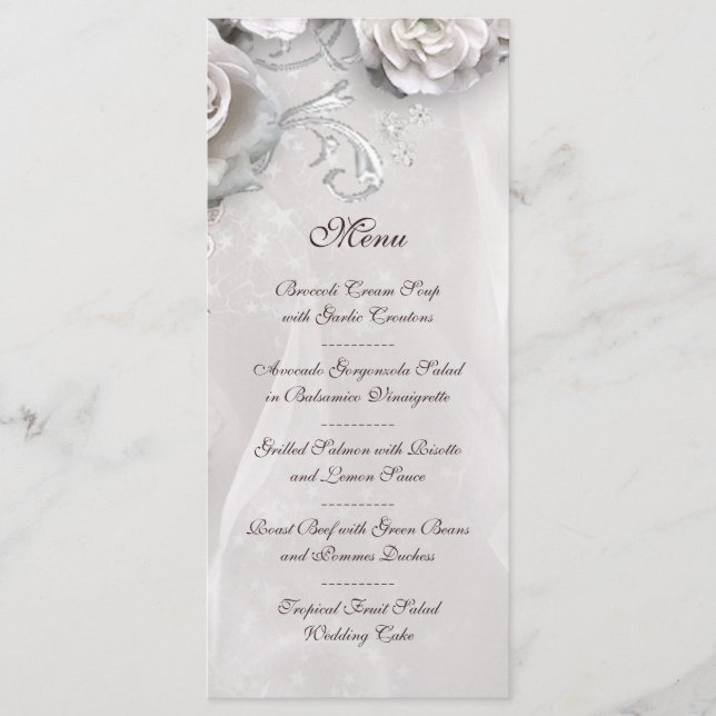 Elegant White Wedding Menu (Front)