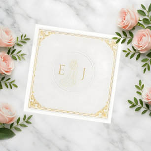 Elegant White Wedding Napkin with Custom Initials