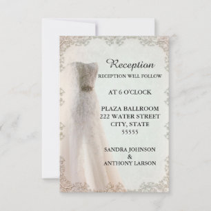 Elegant White Wedding Reception, Wedding Dress Invitation