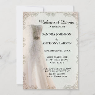 Elegant White Wedding Rehearsal Invitation
