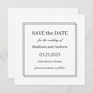 Elegant White Wedding Save the Date Invitation