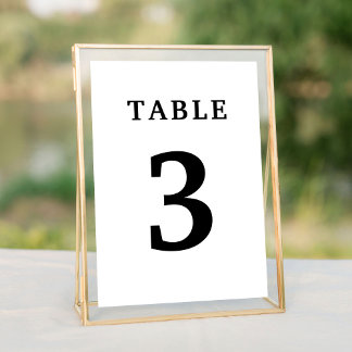Elegant White Wedding Table Number