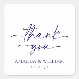 Elegant White Wedding Thank You Sticker