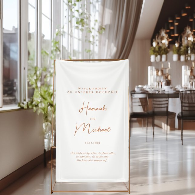 Elegant, white, "Welcome to our wedding" Banner (Elegant, White, Minimal Wedding "Welcome Banner" with your name, date & place for personal words.)