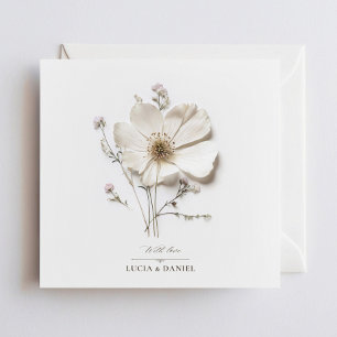 Elegant White Wildflower Chic Square Wedding Invitation