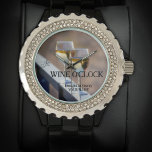 Elegant White Wine O Clock  Watch<br><div class="desc">Watch featuring two glasses of white wine. Nice for a wine lover!</div>
