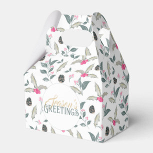 Elegant White Winter floral Watercolor Christmas Favour Box