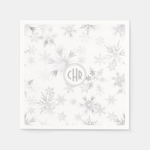 Elegant White Winter Snowflakes Napkin