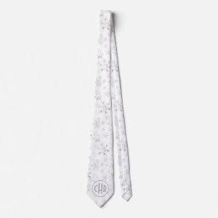Elegant White Winter Snowflakes Tie
