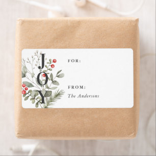 Elegant White Winter Watercolor Botanical Gift Tag