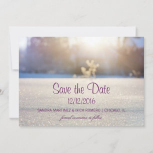 Elegant White Winter Wedding Save the date card