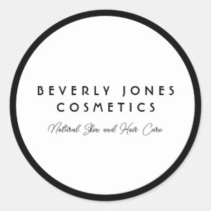 Elegant White with Black Border Classic Round Sticker
