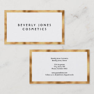 Elegant White with Faux Gold Foil Business Card
