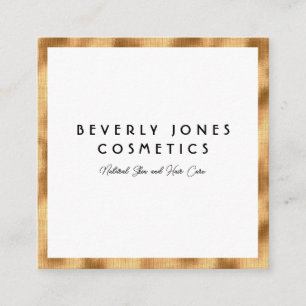 Elegant White with Faux Gold Foil Square Business Card