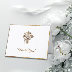Elegant White with Gold Trim Thank You Card