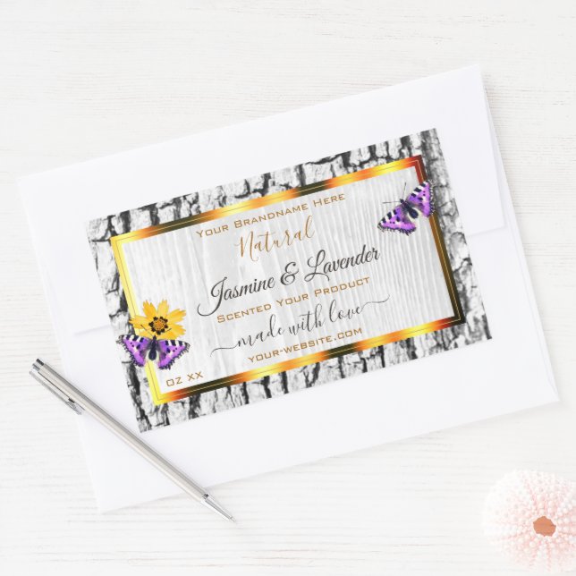 Elegant White Wood Grain Tree Bark Product Labels (Envelope)