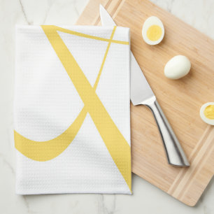 Elegant White Yellow Italian Modern Tea Towel