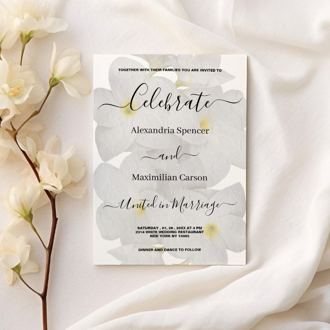 Elegant White yellow lace floral wedding Invitation (Elegant White yellow lace floral wedding )