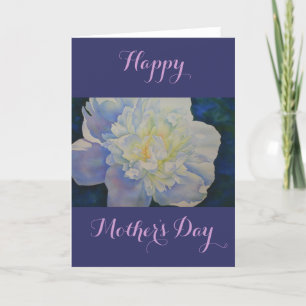 Elegant white yellow peony floral watercolor  card