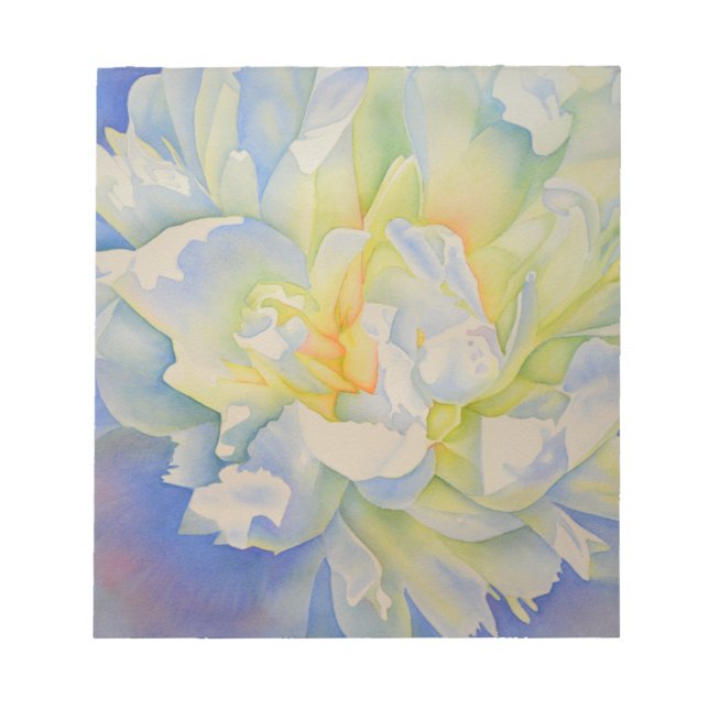 Elegant white yellow peony floral watercolor  notepad (Front)