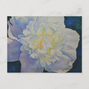 Elegant white yellow peony floral watercolor  postcard