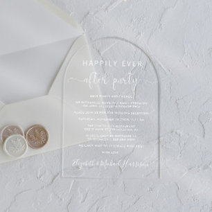 Elegant Whiye Script Arch Wedding Reception Acrylic Invitations