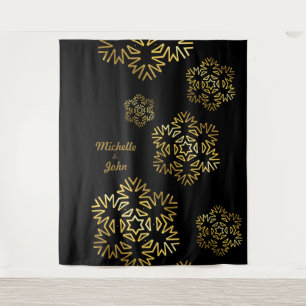 Elegant Widding Invitation black & gold magnets Tapestry