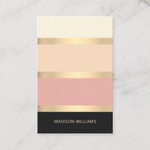 Elegant Wide Striped Blush Business Card