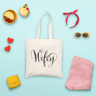 Elegant Wifey Calligraphy Flourish Wedding Tote Bag