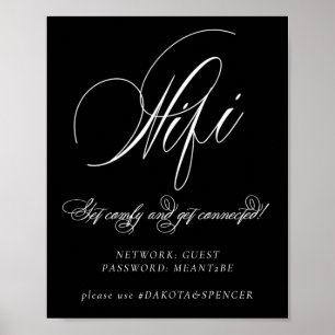 Elegant Wifi and Social Media White Calligraphy Poster