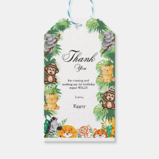 Elegant Wild animal jungle safari boy birthday Gift Tags