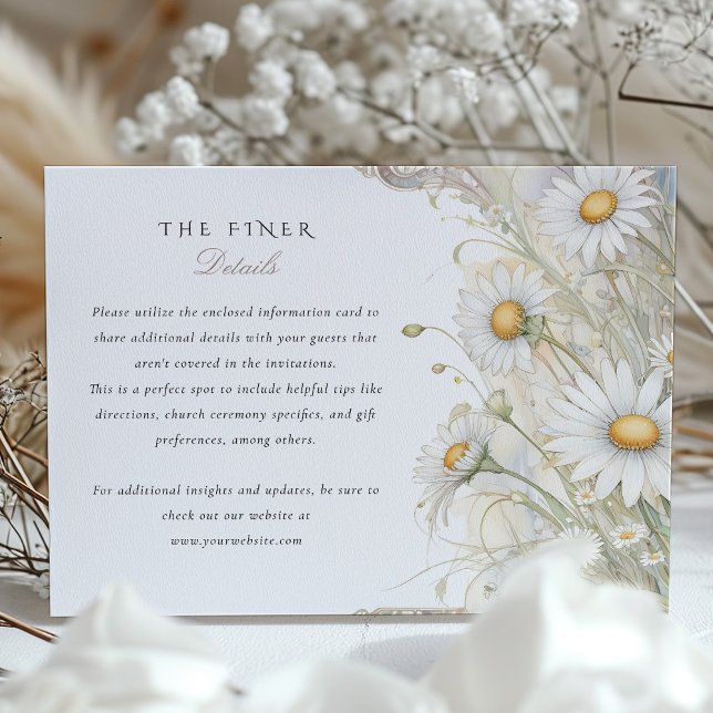 Elegant Wild Daisy Floral Wedding Information Card (Creator Uploaded)
