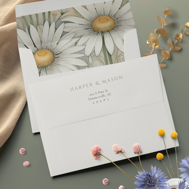 Elegant Wild Daisy Fully Printed Wedding Envelope (Creator Uploaded)