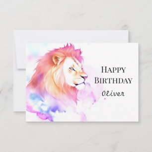 Elegant Wild Enchanted Lion Birthday Card