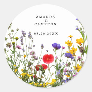 Elegant Wild Floral Blooming Garden Wedding Classic Round Sticker