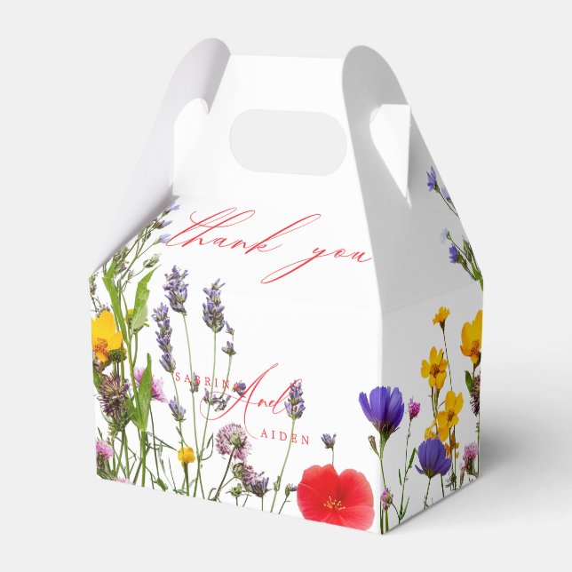 Elegant Wild Floral Blooming Garden Wedding  Favour Box (Front Side)