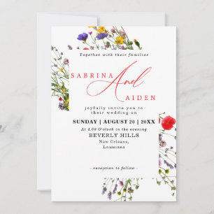 Elegant Wild Flower Blooming Garden Wedding Invitation