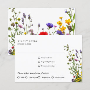 Elegant Wild Flower Blooming Garden Wedding  RSVP Card
